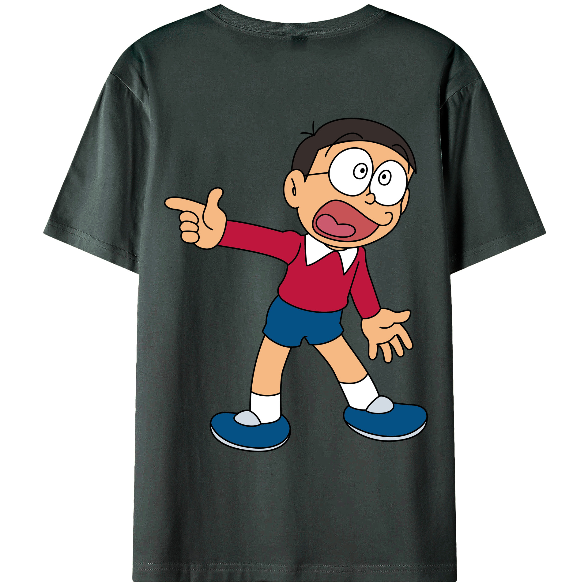 （画像用） ドラえもん 野比 のび太 Doraemon Nobita Nobi 綿100％ メンズ半袖Tシャツ（バックプリント） 通気性